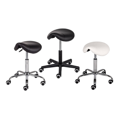 Ergonomic saddle stool on wheels - height adjustable - Max. load 150kg