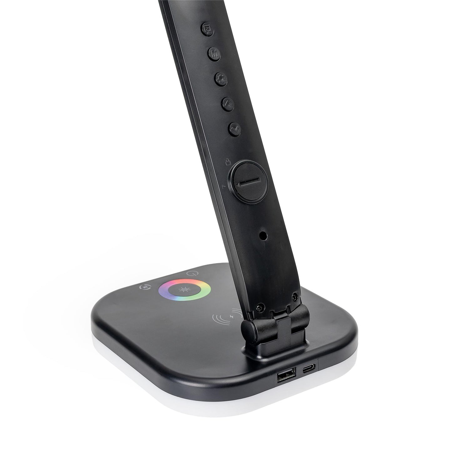 Platinet Bureaulamp LED - Draadloze oplader 5W - Wekker & Thermometer - Geschikt voor Smartphones - Zwart