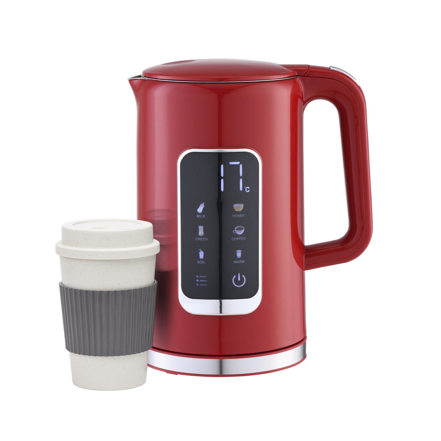 Platinet PEKR723R Waterkoker - Met Display - Warmhoud functie met Geheugen - 1.7L - Rood