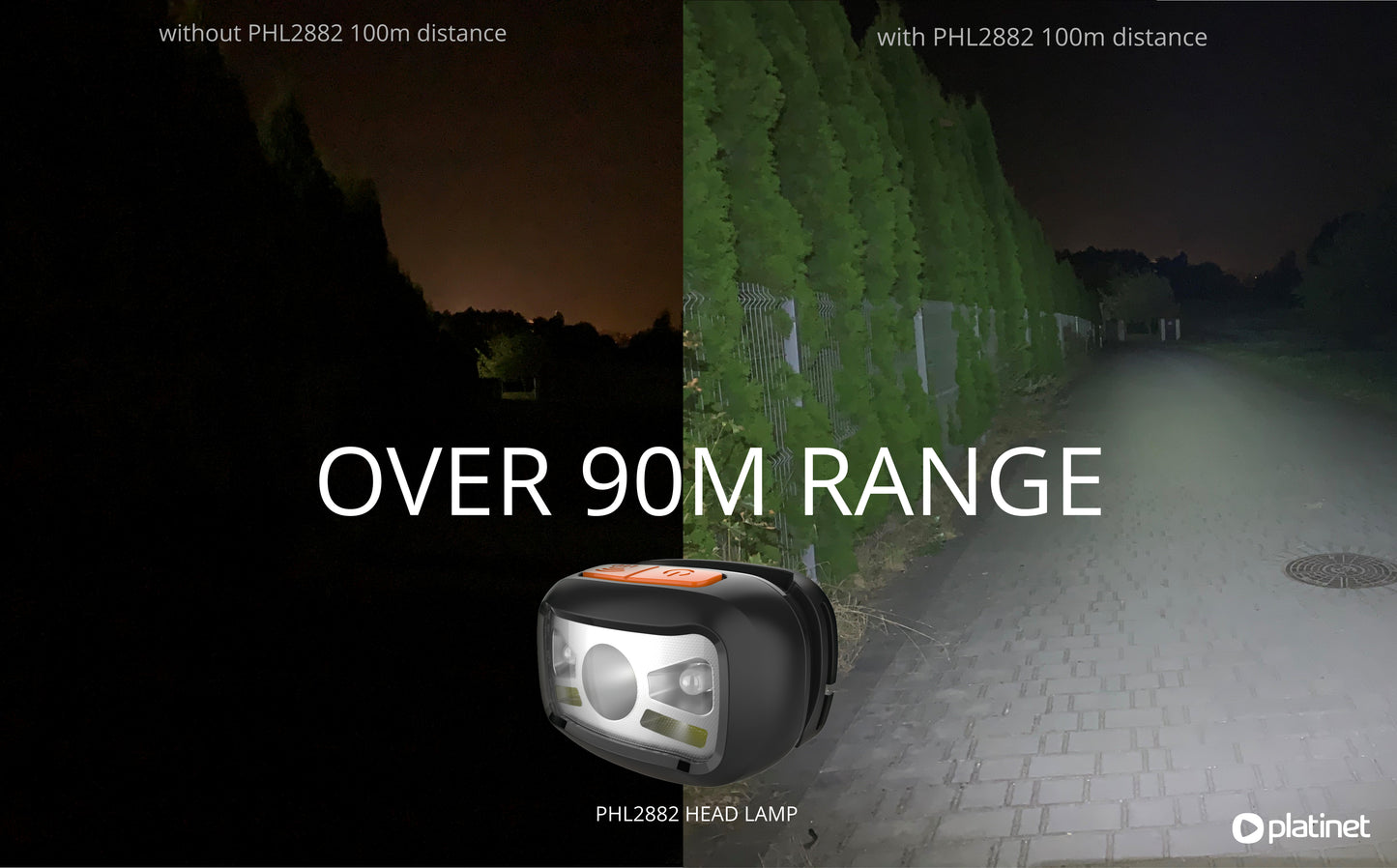 Platinet PHL2882 LED Hoofdlamp - 1200 mAh - Oplaadbaar - Kamperen en Outdoor - 270lm