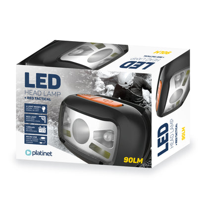 Platinet PHL2882 LED Hoofdlamp - 1200 mAh - Oplaadbaar - Kamperen en Outdoor - 270lm