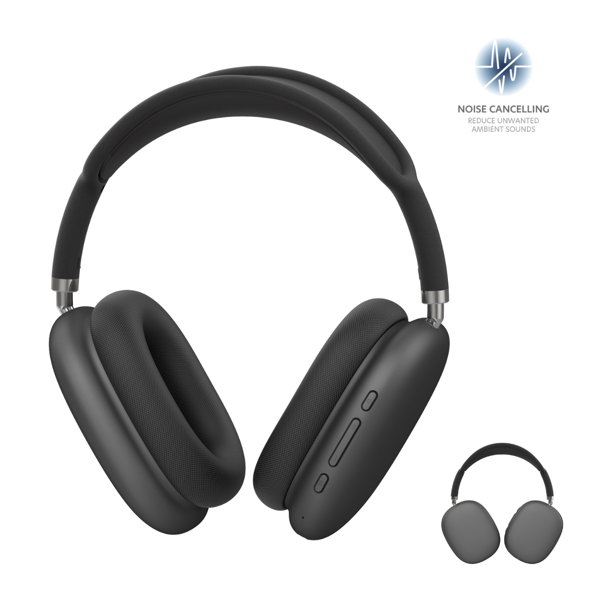 Platinet Bluetooth Hoofdtelefoon met ANC + ENC - Draadloos - 50 Uur Batterij - Ruisonderdrukking - Microfoon - Grijs