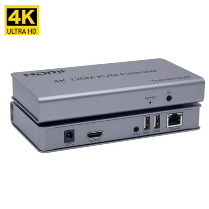 Delmark KVM Extender over RJ45 tot 120M - 4K/1080P HDMI - Cat6 - met IR & USB (Muis/Toetsenbord) Ondersteuning