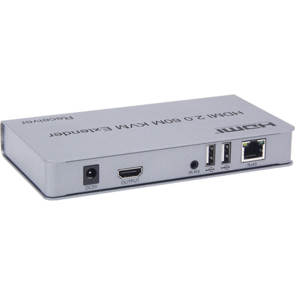 NÖRDIC KVM-EXT KVM Extender over Cat6 up to 60m - HDMI2.0 - 4K60Hz - 2xUSB - 1080p - Silver