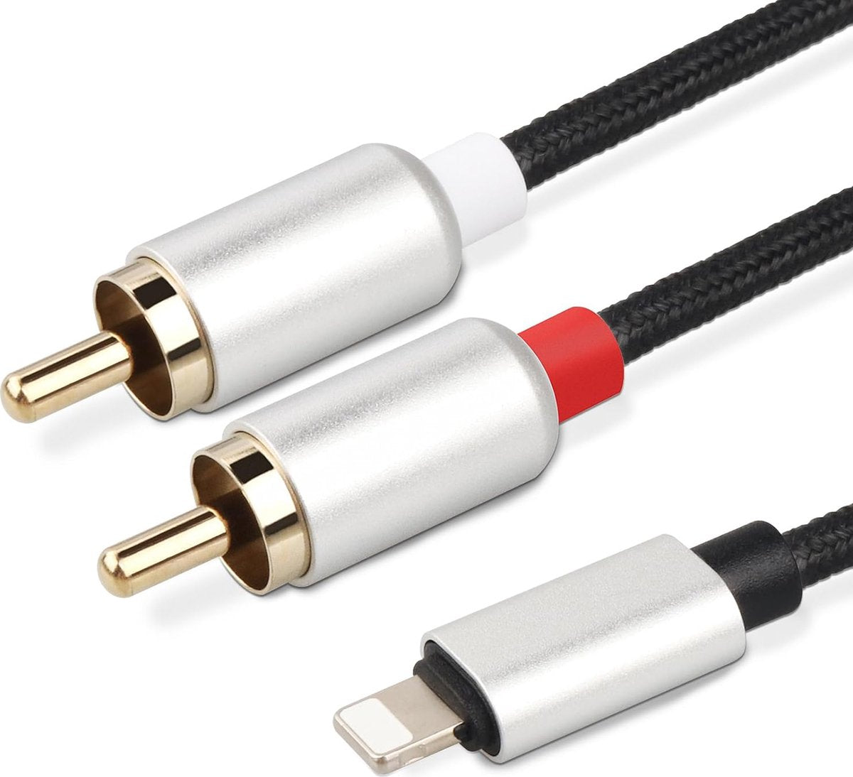 Delmark Lightning naar RCA Audiokabel – Vergulde Connectoren – 2 Meter - Zwart
