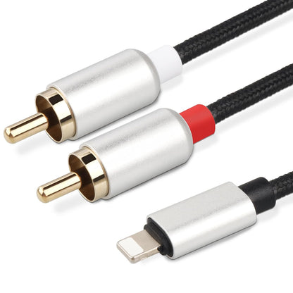 NÖRDIC RCA-LGN Lightning naar RCA Kabel - Audiokabel - 1.2m - Vergulde Connectoren - Zwart