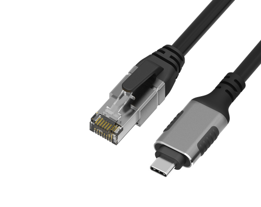 NÖRDIC RJ45C-20 USB-C 3.1 5Gbps naar RJ45 1Gbps Kabel - Geschikt voor Windows, MacOS, Linux, ChromeOS - 2m
