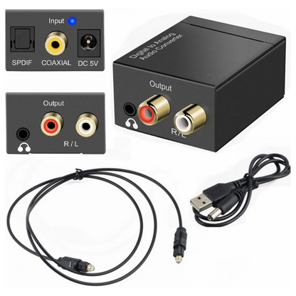 Delmark Digitaal naar Analoog Audio Converter - Toslink naar RCA of AUX hoofdtelefoon 3.5mm jack - Coax naar RCA
