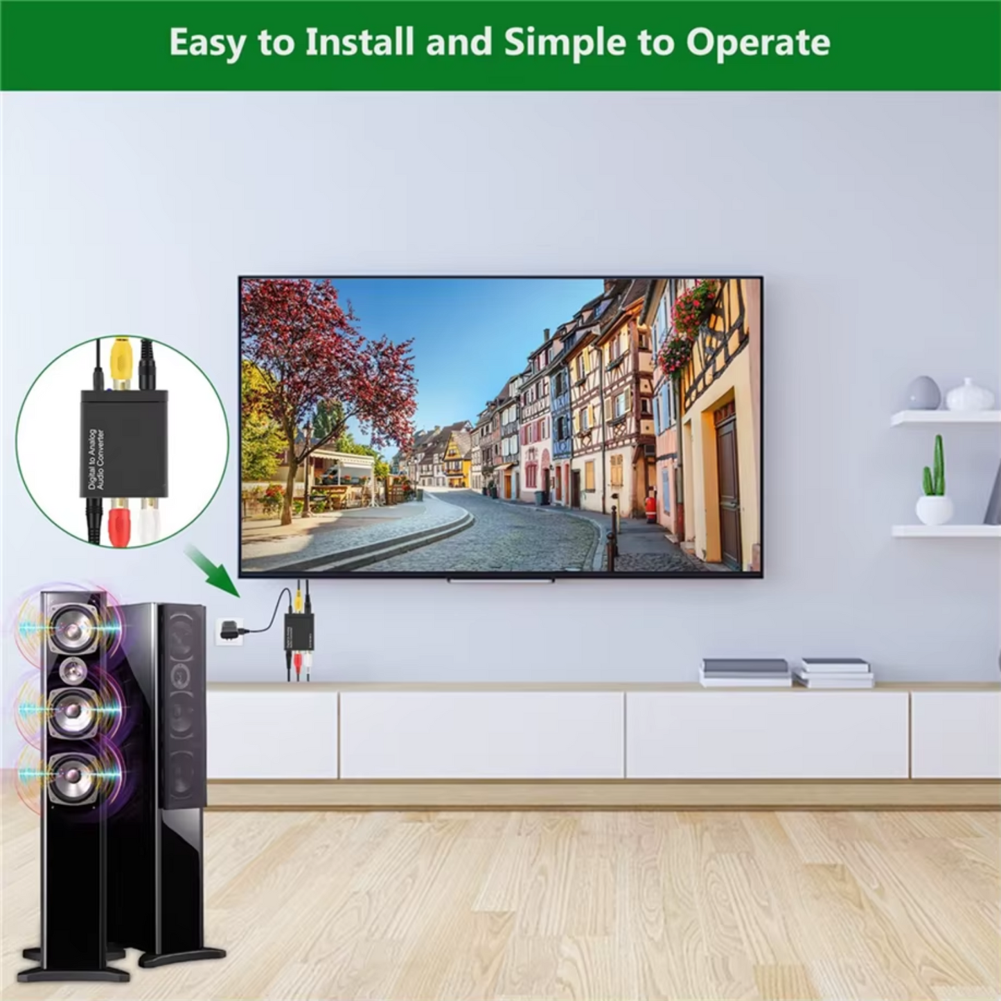 Delmark Digitaal naar Analoog Audio Converter - Toslink naar RCA of AUX hoofdtelefoon 3.5mm jack - Coax naar RCA