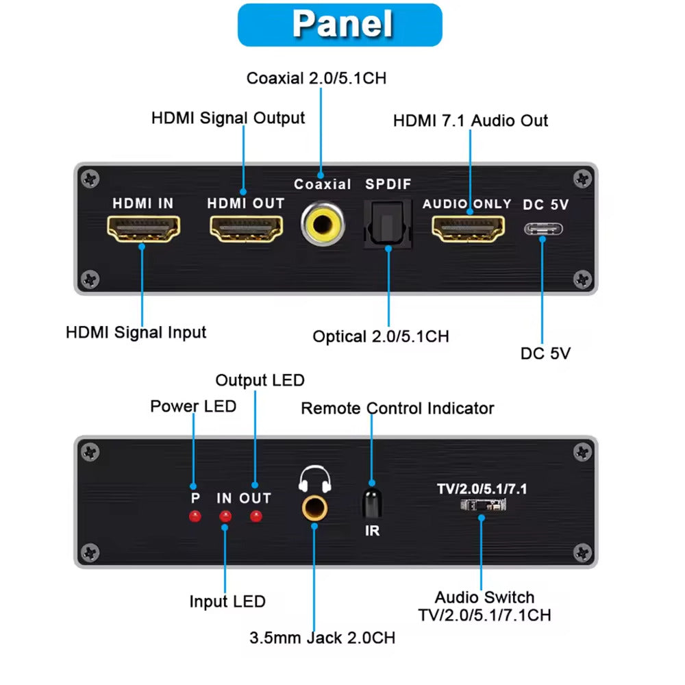 NÖRDIC SGM-235 HDMI 2.1 Converter - 8K 60Hz, 4K 120Hz - 7.1 Audio - Extractor - S/PDIF, Coaxiaal, AUX