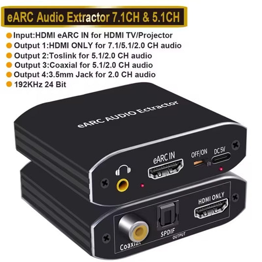NÖRDIC SGM-236 HDMI 2.1 Audio Extractor - eARC/ARC - 7.1 Audio - Dolby Atmos, Coaxial, S/PDIF, AUX