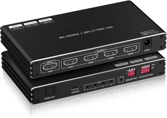 NÖRDIC SGM-238 HDMI 2.1 Splitter - 1 Ingang 4 Uitgangen - 8K 60Hz 4K 120Hz - S/PDIF
