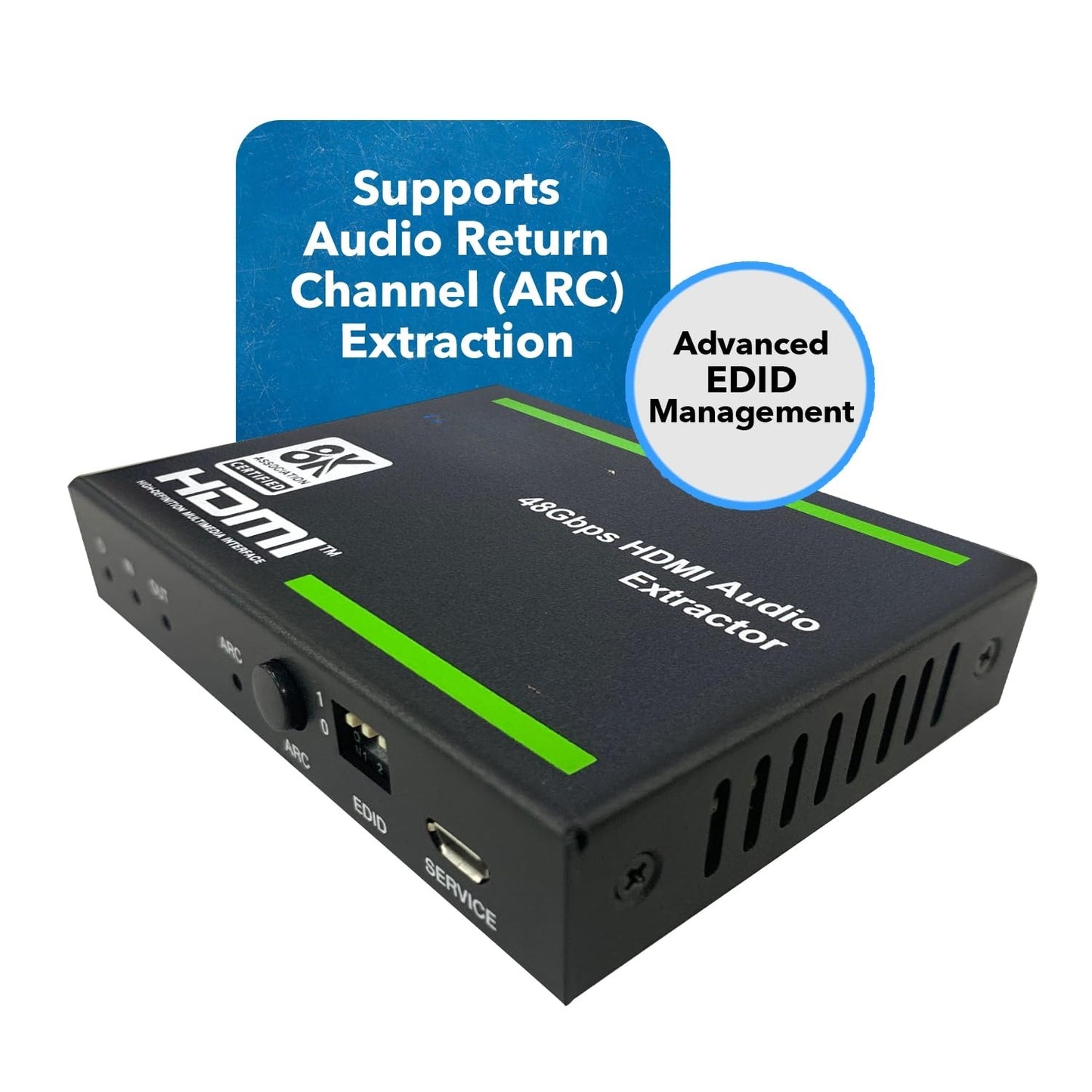 NÖRDIC Premium HDMI 2.1 Audio Extractor - 8K60Hz, 4K120Hz - Gaming &amp; Home Cinema - Dolby Atmos, HDR10+