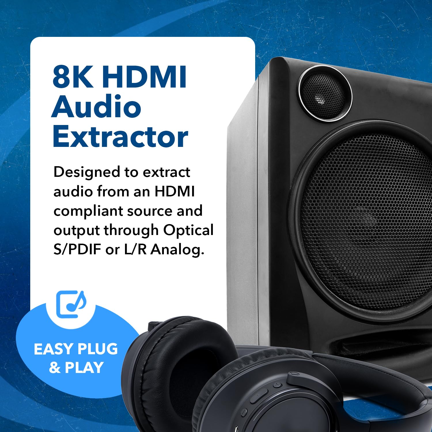 NÖRDIC Premium HDMI 2.1 Audio Extractor  - 8K60Hz, 4K120Hz - Gaming & Home Cinema - Dolby Atmos, HDR10+