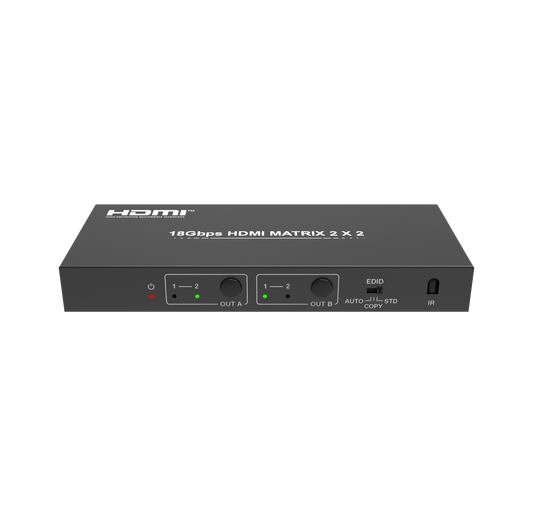 NÖRDIC HDMI Matrix Switch - 4K60Hz - 18Gbps - 2 In 2 Out - Optical Audio Extractor - HDCP2.2