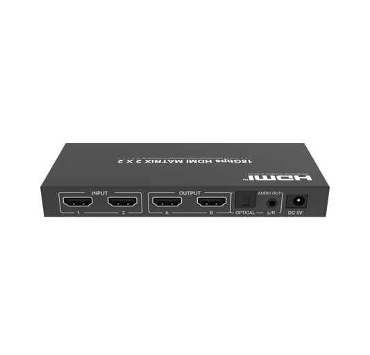 NÖRDIC HDMI Matrix Switch - 4K60Hz - 18Gbps - 2 In 2 Out - Optical Audio Extractor - HDCP2.2