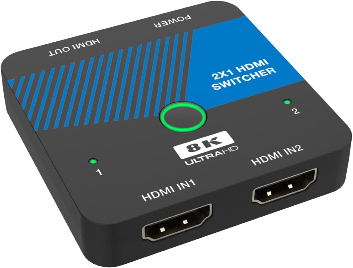 NÖRDIC HDMI 2.1 Switch - 8K60Hz 4K120Hz - 2 naar 1 - Dolby ATMOS - 7.1CH - Geschikt voor Xbox en PS5