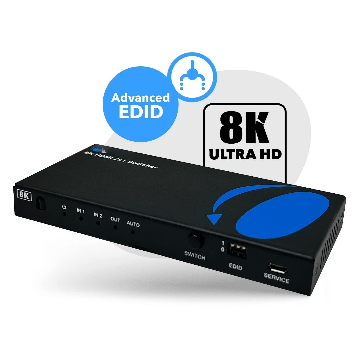 NÖRDIC HDMI 2.1 Switch - HDMI Switch 8K - 2 naar 1 - 8K60Hz 4K120Hz - HDMI Audio Extractor