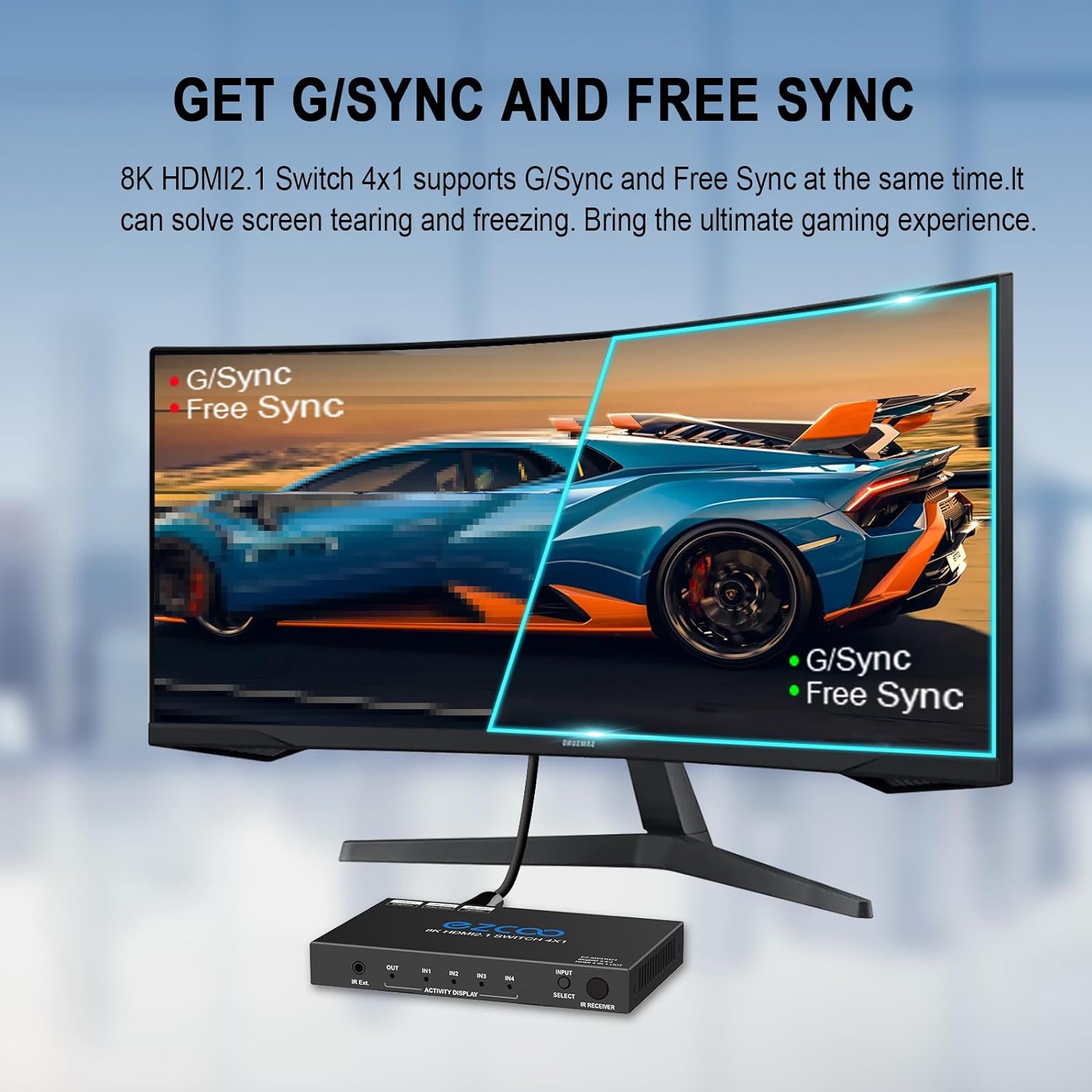 NÖRDIC HDMI 2.1 Switch - HDMI Switch 8K - 4 naar 1 - HDR Dolby Atmos - HDMI Audio Extractor