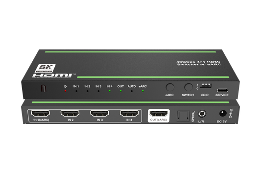 NÖRDIC HDMI 2.1 Switch - HDMI Switch 8K - 4 to 1 - HDR Dolby Atmos - HDMI Audio Extractor