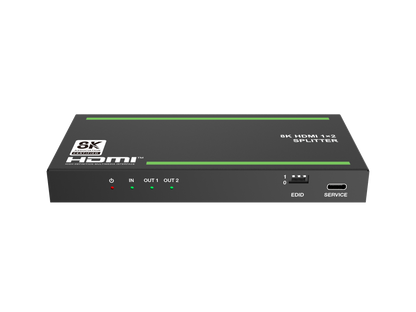 NÖRDIC 4K HDMI 2.1 Splitter 1 in 2 uit - 8K60Hz, 4K120Hz - Ultra HD Audio Extractor - PC, Laptop & Gaming