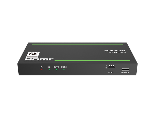 NÖRDIC 4K HDMI 2.1 Splitter 1 in 2 out - 8K60Hz, 4K120Hz - Ultra HD Audio Extractor - PC, Laptop &amp; Gaming