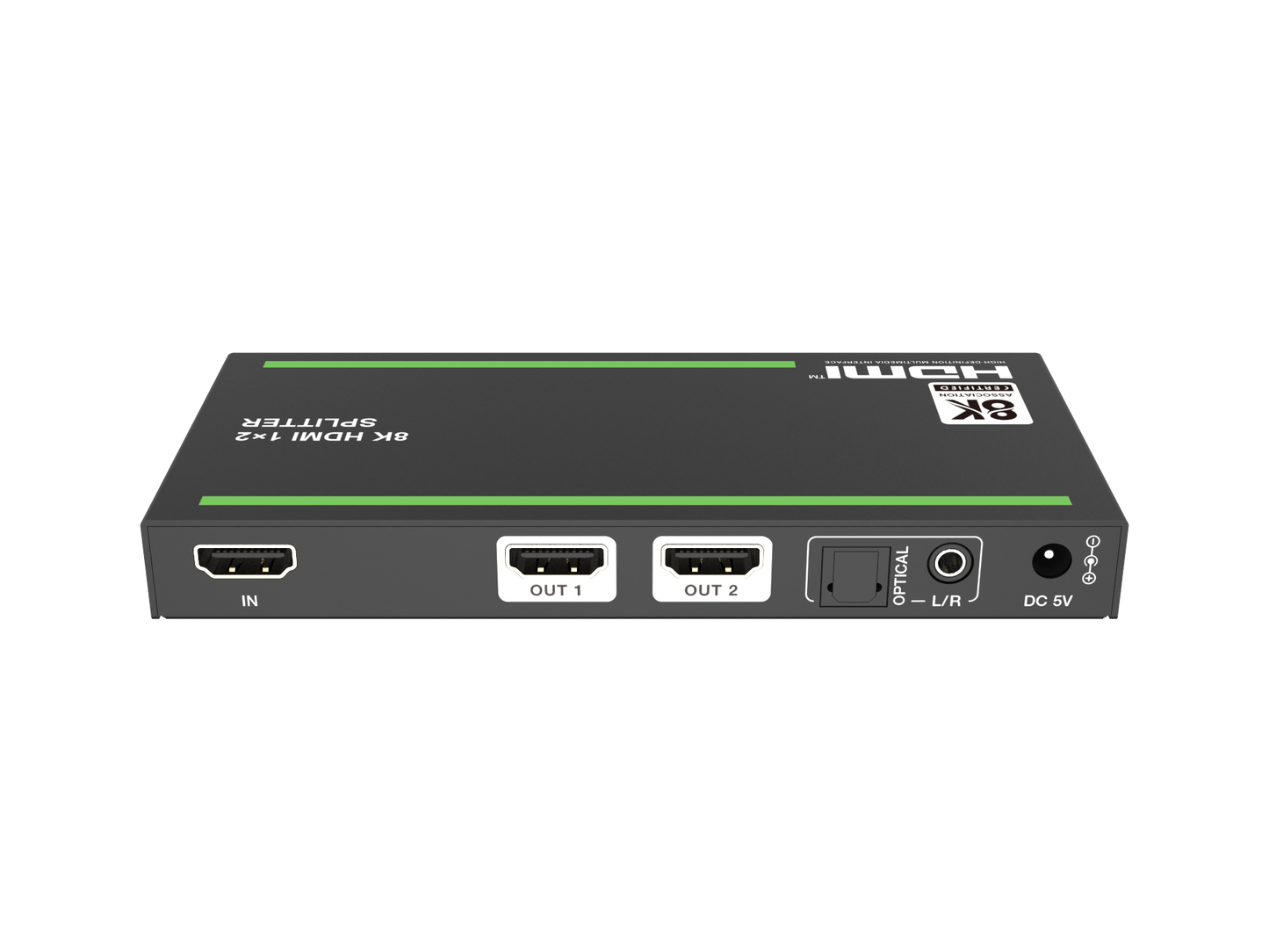 NÖRDIC 4K HDMI 2.1 Splitter 1 in 2 uit - 8K60Hz, 4K120Hz - Ultra HD Audio Extractor - PC, Laptop & Gaming