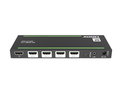 NÖRDIC 4K HDMI 2.1 Splitter 1 in 4 out - 8K60Hz, 4K120Hz - Ultra HD Audio Extractor - PC, Laptop &amp; Gaming