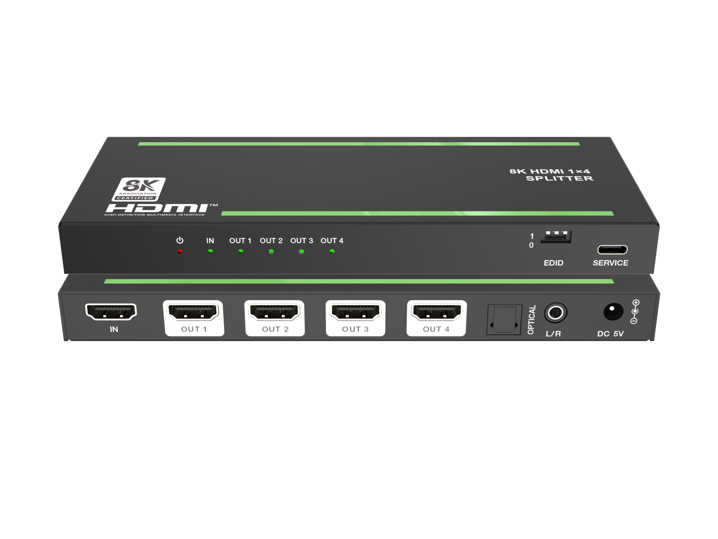 NÖRDIC 4K HDMI 2.1 Splitter 1 in 4 out - 8K60Hz, 4K120Hz - Ultra HD Audio Extractor - PC, Laptop &amp; Gaming