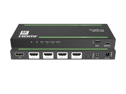 NÖRDIC 4K HDMI 2.1 Splitter 1 in 4 out - 8K60Hz, 4K120Hz - Ultra HD Audio Extractor - PC, Laptop &amp; Gaming