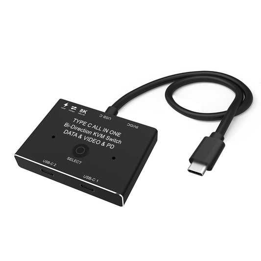 NÖRDIC USB C Splitter 2 naar 1 - USB C Switch - 8K60Hz - 100WPD - Geschikt voor Smartphone, Laptop, Tablet, PC & TV