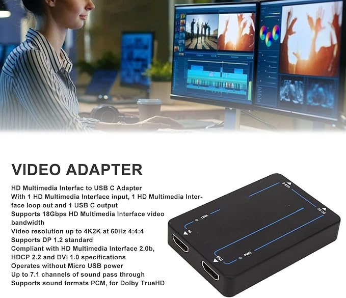NÖRDIC HDMI naar USB C - Adapter, Converter - 4K60Hz - Geschikt voor Laptop, PC, Playstation, Xbox, Nintendo Switch
