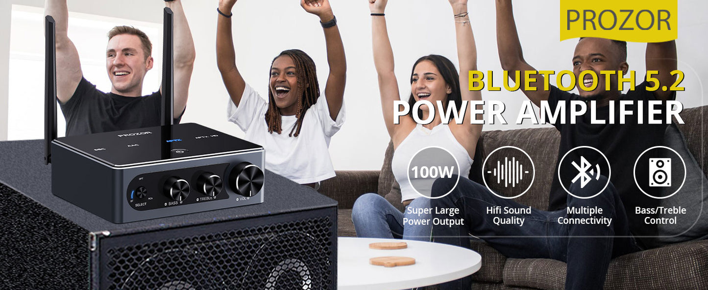 NÖRDIC Bluetooth 5.2 Hi-Fi versterker 192kHz/24Bit 2x100W