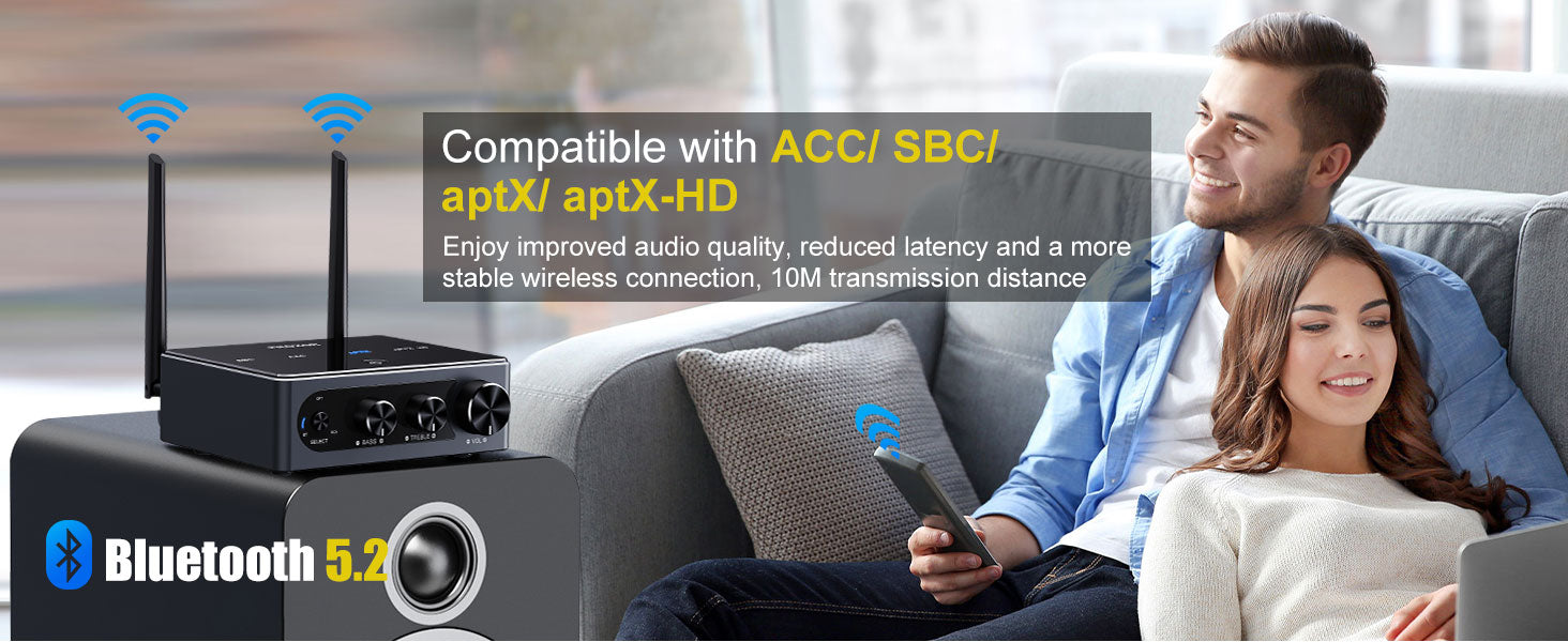 NÖRDIC Bluetooth 5.2 Hi-Fi versterker 192kHz/24Bit 2x100W