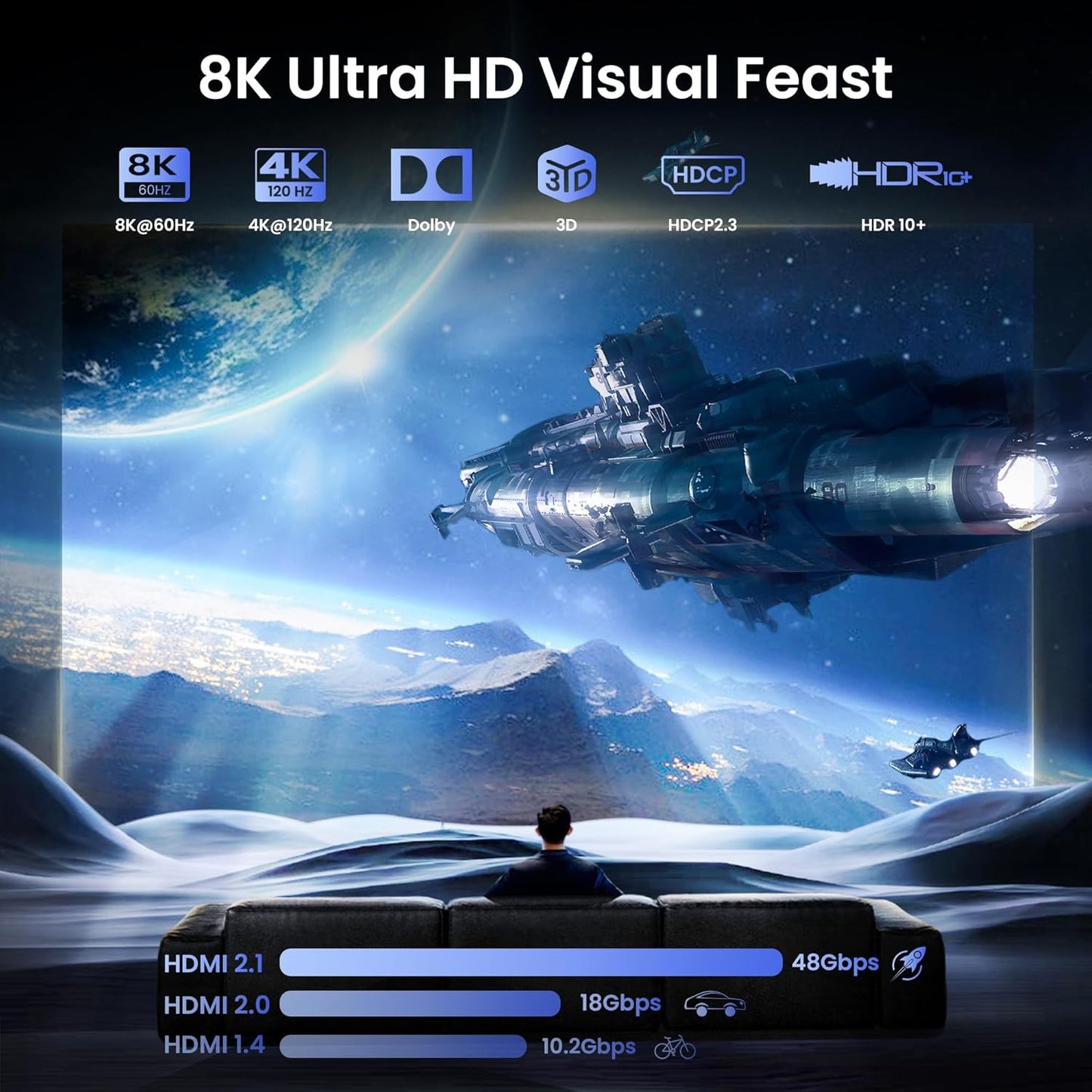 NÖRDIC 4K HDMI 2.1 Splitter 1x2 - 8K@60Hz & 4K@120Hz