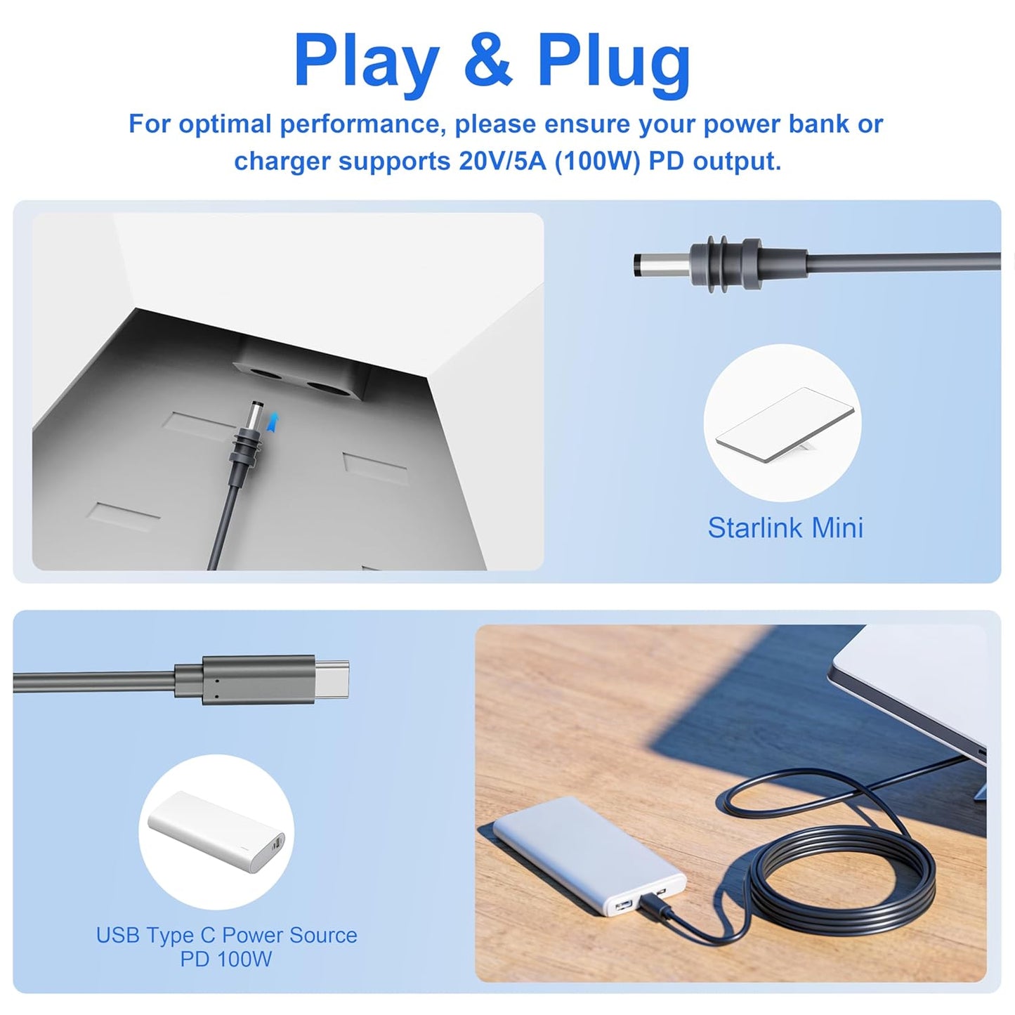 Nördic USB-C Voedingskabel – Geschikt voor Starlink Mini