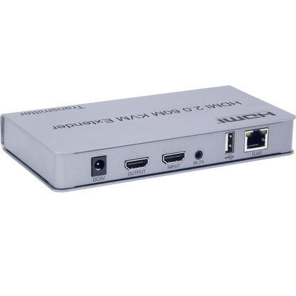 NÖRDIC KVM-EXT KVM Extender over Cat6 up to 60m - HDMI2.0 - 4K60Hz - 2xUSB - 1080p - Silver