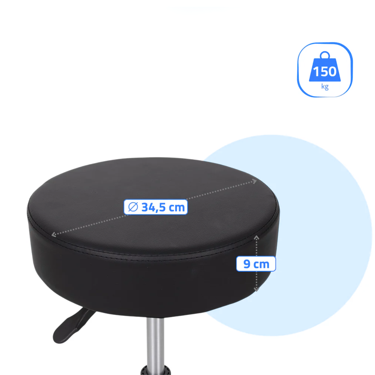 Verstelbare Werkkruk – Ergonomische Rolkruk – Belastbaar tot 150 kg – Zwart