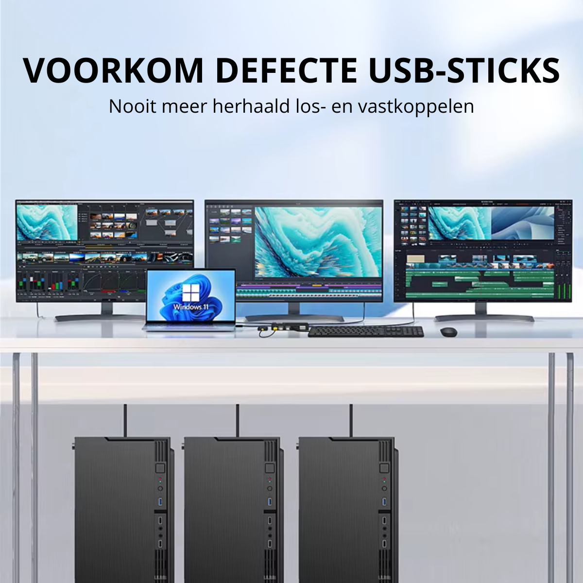 Delmark USB 3.0 Switch - 4 naar 4 - Deel 4 USB poorten op 4 PC's - USB Hub en KVM Switch - Inclusief 4x USB kabel