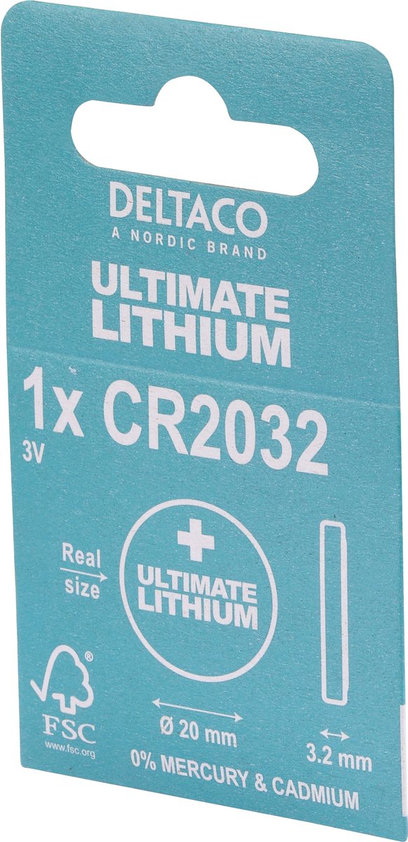 Deltaco Ultimate Lithium CR2032 Knoopcel Batterij - 3V