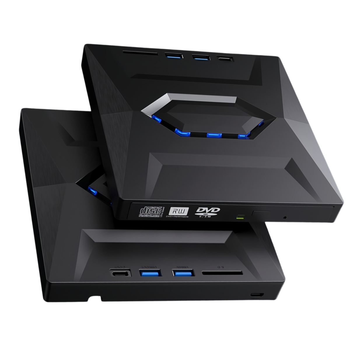 Delmark 4-in-1 USB 3.0 Externe DVD Speler en Brander + USB Hub - SD Kaartlezer - CD/DVD Lezer, Brander en Kaartlezer