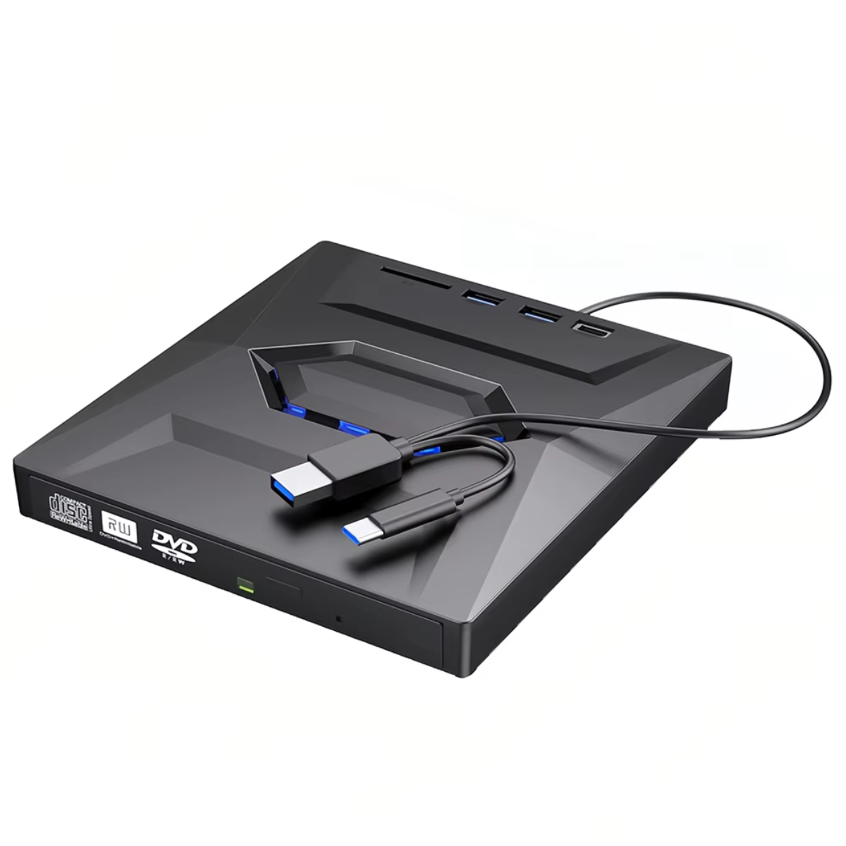 Delmark 4-in-1 USB 3.0 Externe DVD Speler en Brander + USB Hub - SD Kaartlezer - CD/DVD Lezer, Brander en Kaartlezer