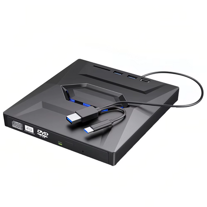 Delmark 4-in-1 USB 3.0 Externe DVD Speler en Brander + USB Hub - SD Kaartlezer - CD/DVD Lezer, Brander en Kaartlezer