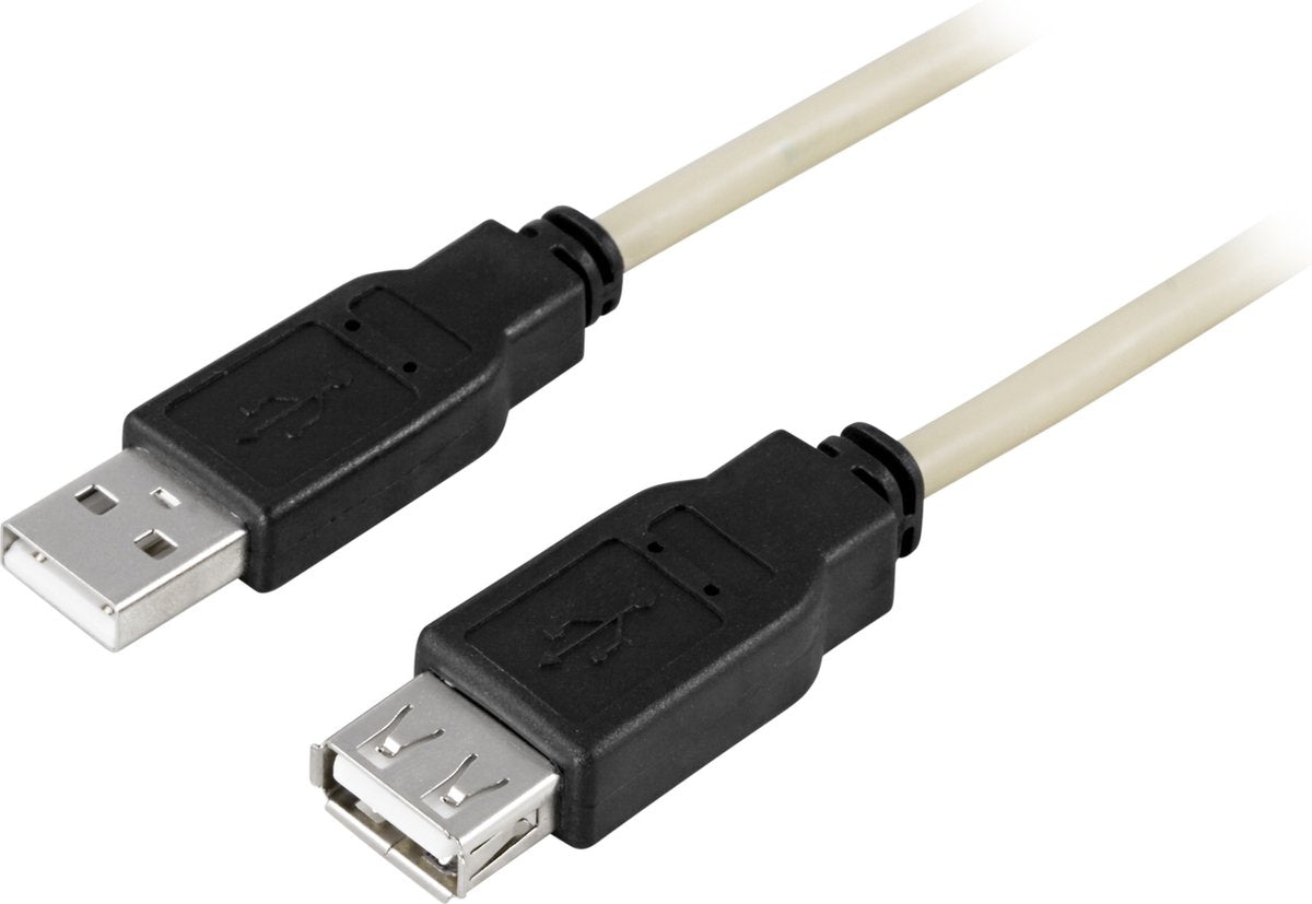 DELTACO USB2-11, USB 2.0 Cable A/A, USB A - USB A Mannelijk - Vrouwelijk USB-kabel, 0.5 meter