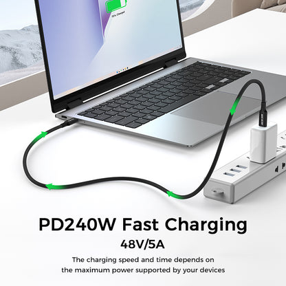 NÖRDIC USB C naar USB C - USB-C Kabels - USB4 PD3.1 240W 8K 60Hz - 40Gbps - Geschikt voor Laptop, Smartphone, Tablet - 50cm - Zwart
