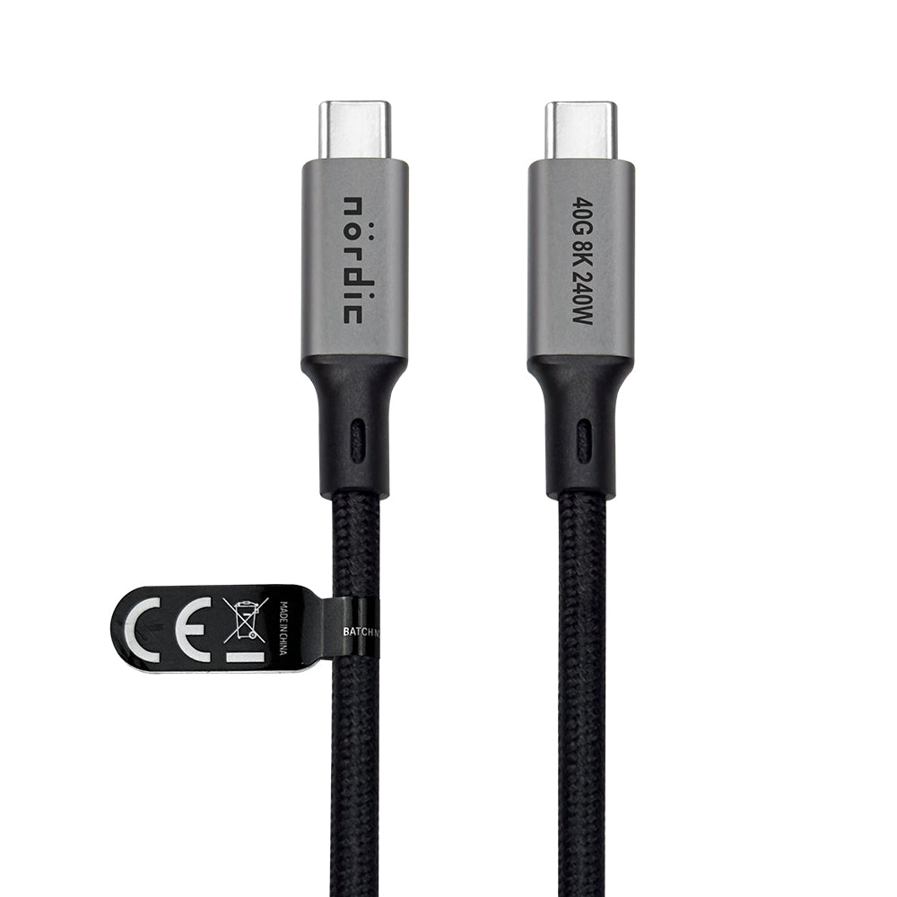 NÖRDIC USB C to USB C - USB-C Cables - USB4 PD3.1 240W 8K 60Hz - 40Gbps - Suitable for Laptop, Smartphone &amp; Tablet - 50cm - Gray