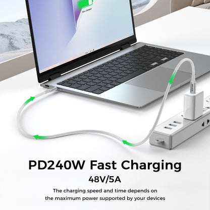 NÖRDIC USB4 0.5m USB-C naar C Nylon Gevlochten Kabel - PD3.1 met 240W Snelladen - 40Gbps Dataoverdracht en 8K Video Ondersteuning