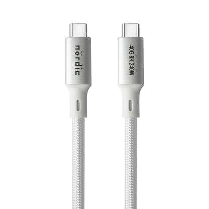 NÖRDIC USB4 0.5m USB-C naar C Nylon Gevlochten Kabel - PD3.1 met 240W Snelladen - 40Gbps Dataoverdracht en 8K Video Ondersteuning