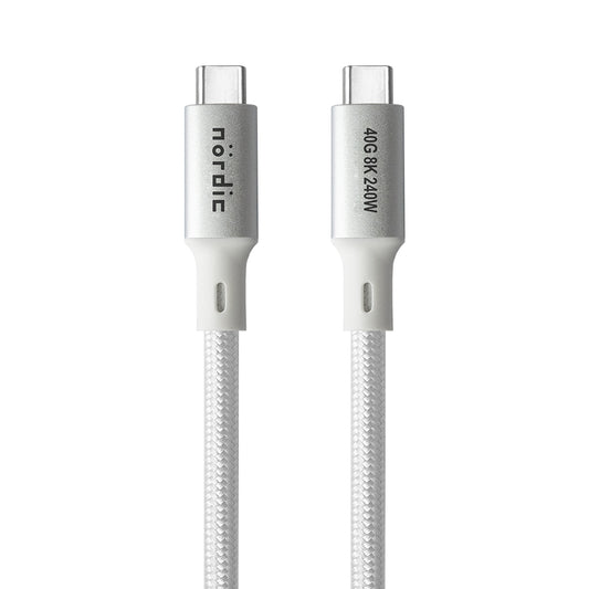 NÖRDIC USB4 0.5m USB-C naar C Nylon Gevlochten Kabel - PD3.1 met 240W Snelladen - 40Gbps Dataoverdracht en 8K Video Ondersteuning