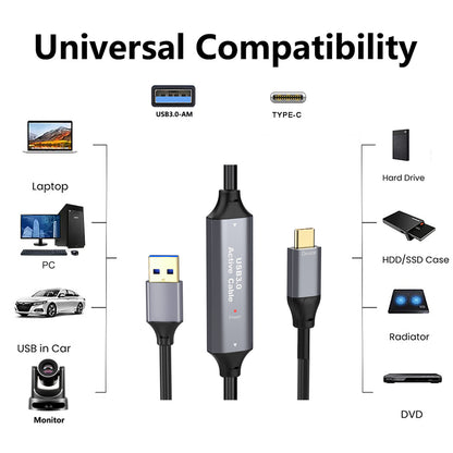 NÖRDIC USB A naar USB C kabel - USB 3.0 - 5Gbps - Geschikt voor Laptop, docking station, VR, Camera, Xbox en SSD - 15m